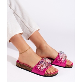 Női fukszia velúr papucs rózsaszín