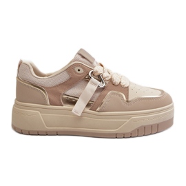 Női Platform tornacipő Eco bőrből, Beige Moun bézs