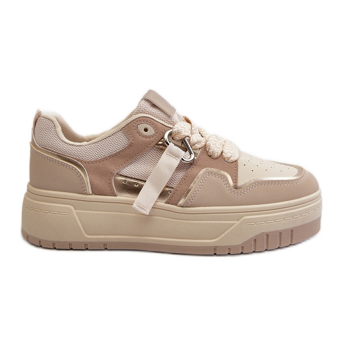 Női Platform tornacipő Eco bőrből, Beige Moun bézs