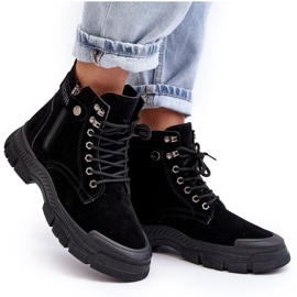 PS1 Jailina szigetelt velúr női trapper bokacsizma fekete