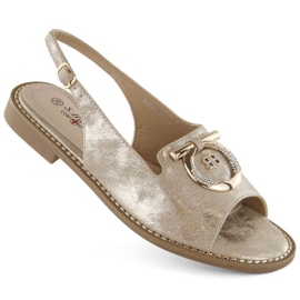 Kényelmes szandál S.Barski W OLI256B díszítéssel, arany aranysárga