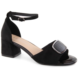 Sergio Leone W SK444A velúr magas sarkú szandál, fekete Sergio Leone W SK444A velúr magas sarkú szandál, fekete