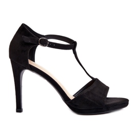 Vinceza Női magassarkú szandál Eco Suede, Black Obdaria anyagból fekete Vinceza Női magassarkú szandál Eco Suede, Black Obdaria anyagból fekete