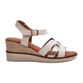 Női ékszandál zsinórral, fehér/arany Starlenna