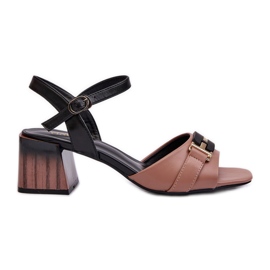 Vinceza Elegáns női rózsaszín Natissa Block magassarkú szandál