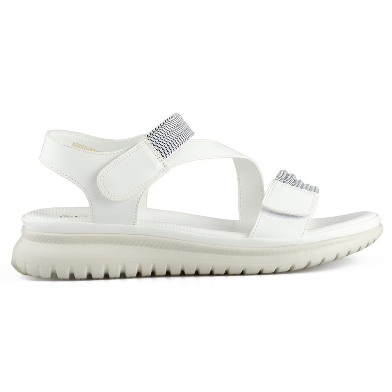 Kényelmes fehér női szandál gumiszalaggal és tépőzáras rögzítéssel
