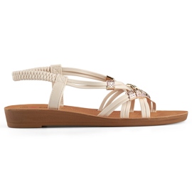 Bézs színű női szandál arany díszítéssel Bézs színű női szandál arany díszítéssel