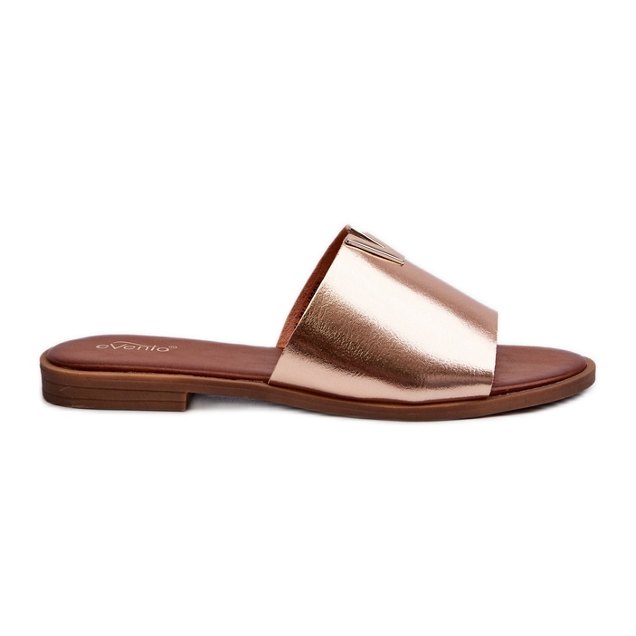 Női Eco bőr papucsok lapos sarokkal, arany Maliha aranysárga