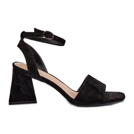 Vinceza Női magassarkú szandál Eco Suede Black Upttima anyagból fekete