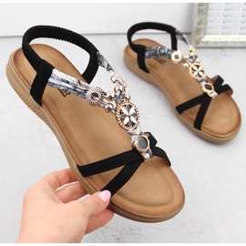 Női kényelmes lapos fekete szandál Artiker 54C1334