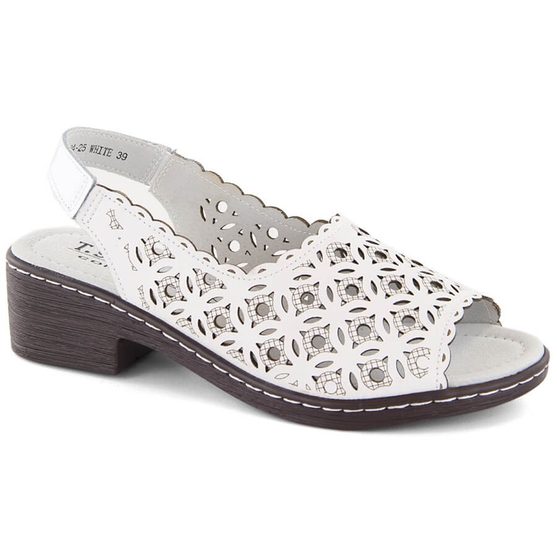 Bőr kényelmes női fehér magassarkú szandál T.Sokolskitól