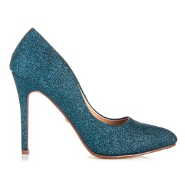Ideal Shoes Glitter pumpák egy tűn kék