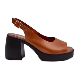 Zazoo 40376 barna bőr szandál masszív magassarkúval Zazoo 40376 barna bőr szandál masszív magassarkúval