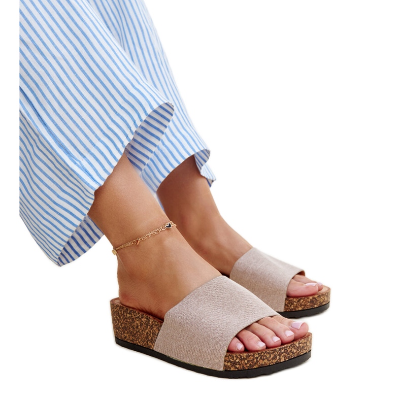 Sötétbézs öszvérek parafa Naifene ékkel Sötétbézs öszvérek parafa Naifene ékkel