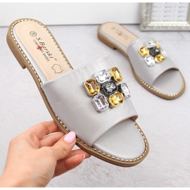 Női kényelmes ezüst papucs cirkóniákkal S.Barski 031 Női kényelmes ezüst papucs cirkóniákkal S.Barski 031