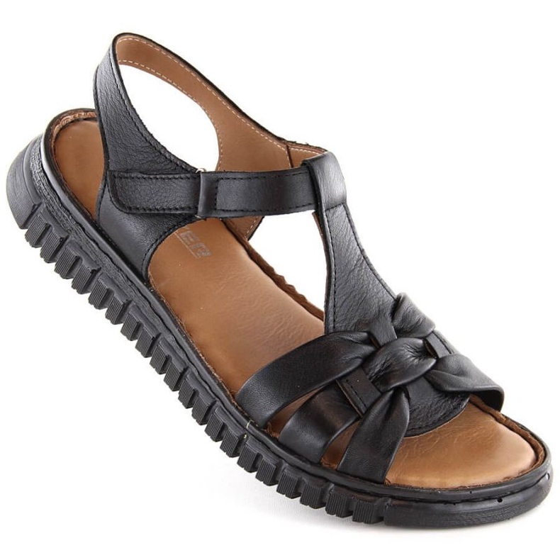 Artiker W HBH78 bőr tépőzáras szandál, fekete