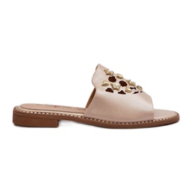 Fényes női papucsok díszítéssel S.Barski KV27-063 Arany aranysárga