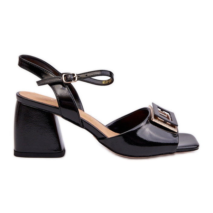 S.Barski Elegáns lakkbőr szandál díszítéssel Fekete D&amp;A MR38-202