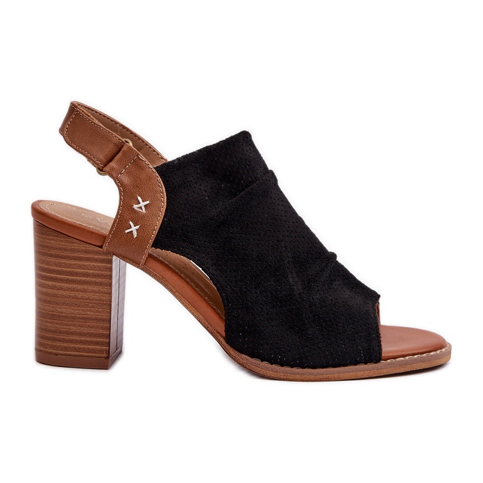 Női áttört szandál magas sarkú fekete Rosca-n