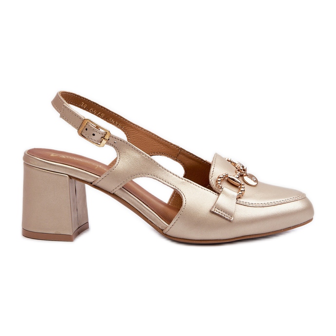 Bőr szandál magas sarkú Maciejka 06419-25 arany aranysárga