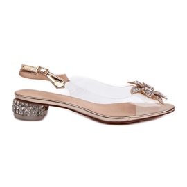 S.Barski Átlátszó alacsony sarkú szandál arany díszítéssel D&A MR38-383 aranysárga S.Barski Átlátszó alacsony sarkú szandál arany díszítéssel D&A MR38-383 aranysárga