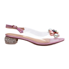 S.Barski Átlátszó alacsony sarkú szandál díszítéssel, rózsaszín D&amp;A MR38-368