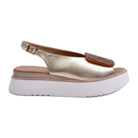 Zazoo 1786 női bőr szandál arany díszítéssel aranysárga Zazoo 1786 női bőr szandál arany díszítéssel aranysárga