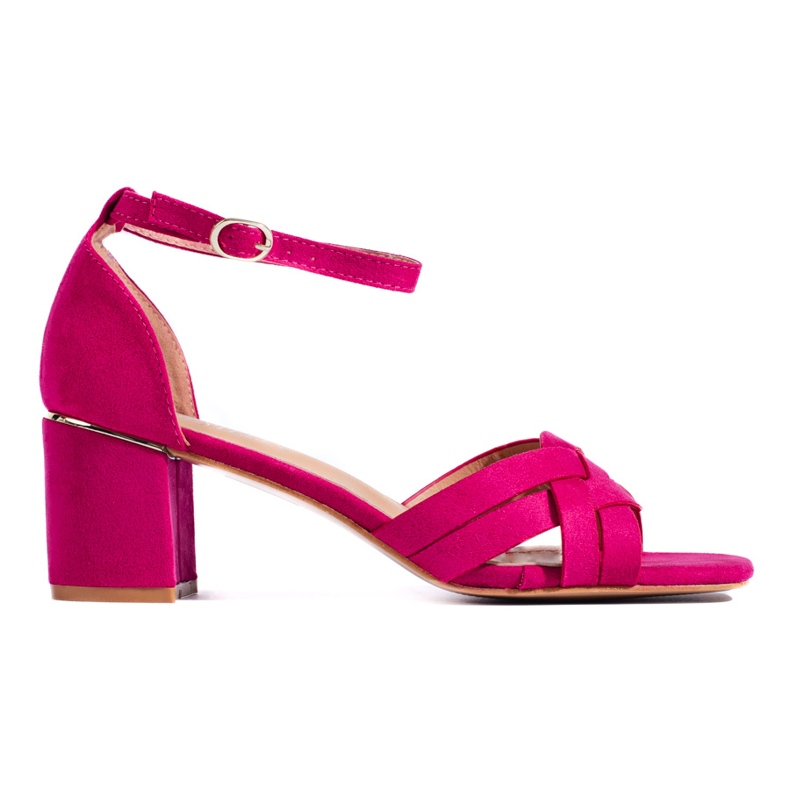 Velúr rózsaszín magas sarkú szandál