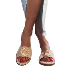 Bézs flip-flop bőr betéttel a Buenastól Bézs flip-flop bőr betéttel a Buenastól