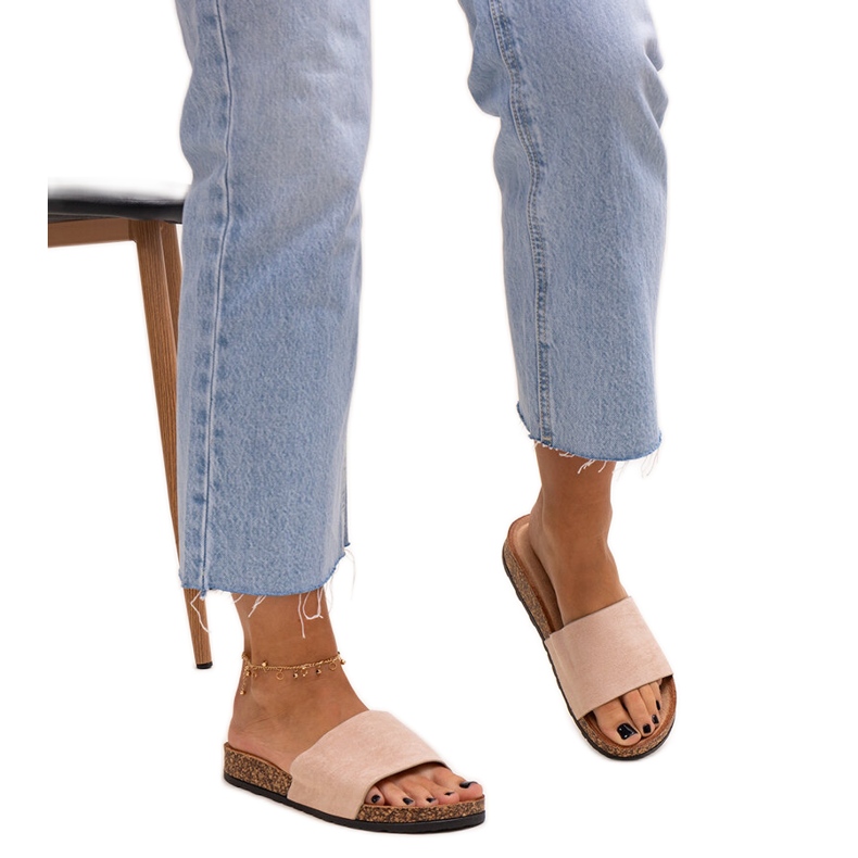 Klasszikus papucs Matilte parafa talppal bézs