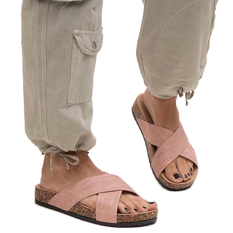 Papucs Ribera fényes parafa talppal rózsaszín Papucs Ribera fényes parafa talppal rózsaszín