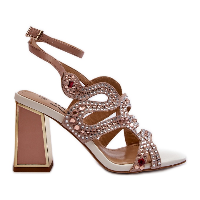 S.Barski Díszített női szandál magas sarkú D&A CR952 rózsaszín S.Barski Díszített női szandál magas sarkú D&A CR952 rózsaszín