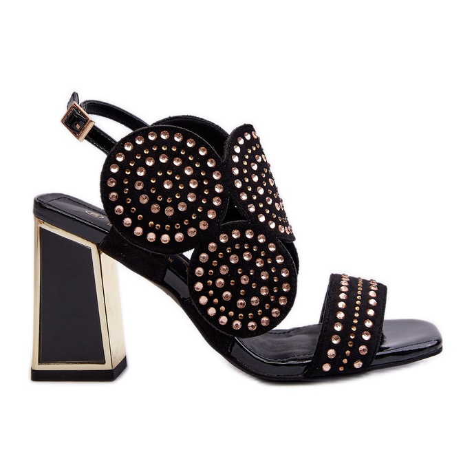 S.Barski Díszített magassarkú szandál D&amp;A CR026 fekete