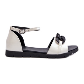 Női lapos szandál lánccal Vinceza 17320 fehér