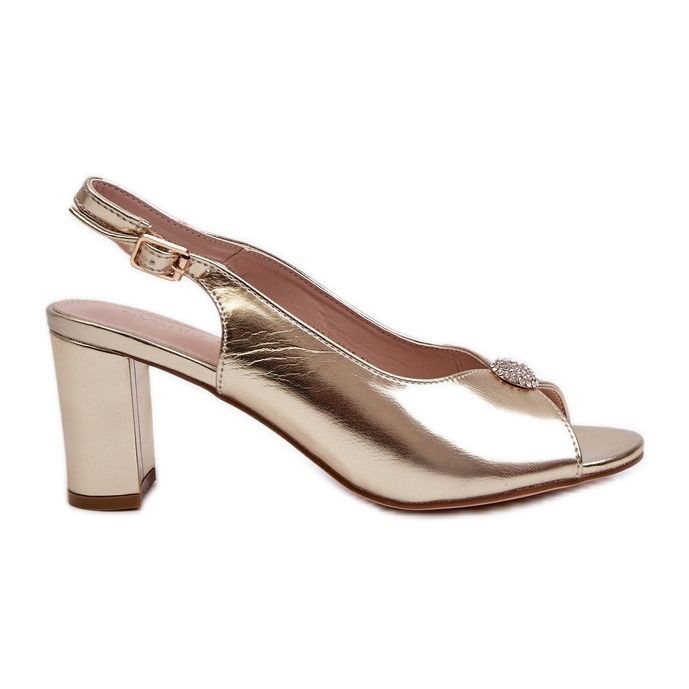 Elegáns magassarkú szandál arany Trasea díszítéssel aranysárga