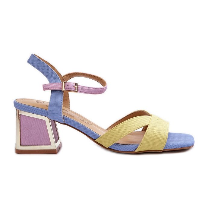 S.Barski Pasztell női magassarkú szandál D&amp;A CR482 sárga