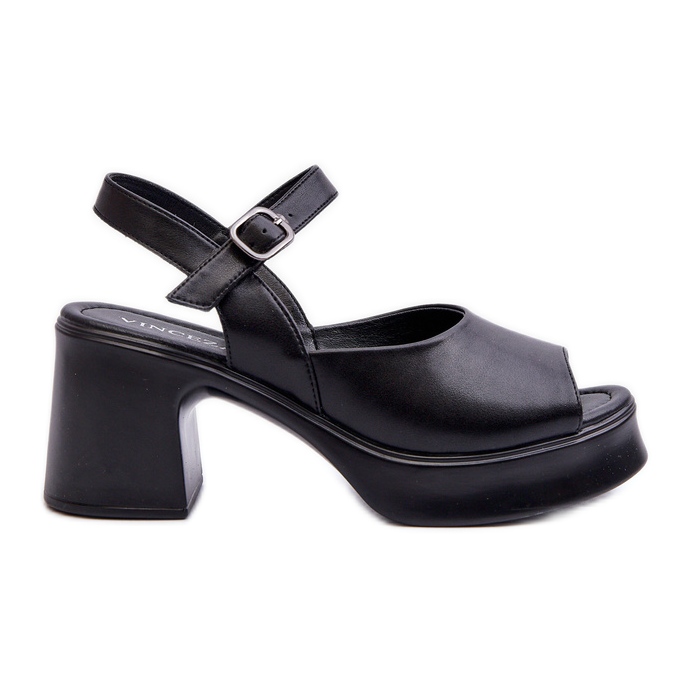 Női bőr magassarkú szandál Vinceza 66627 fekete