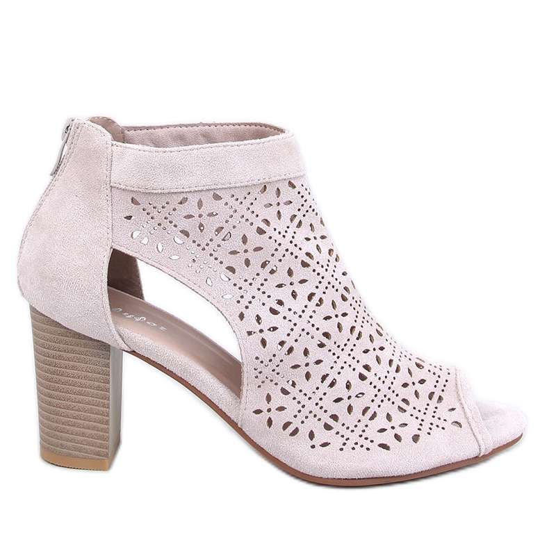 Áttört Pierre Beige nyitott orrú bokacsizma bézs