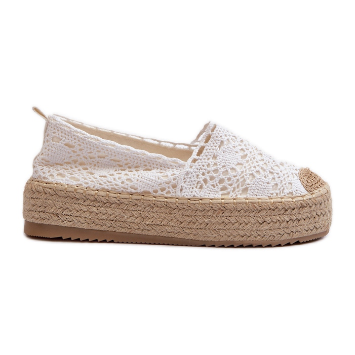Női csipke Espadrilles Platform White Elarose fehér
