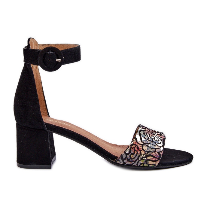 Velúr magassarkú szandál Maciejka 04141-48 fekete