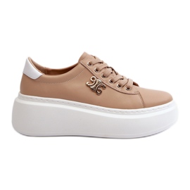 Női bőr tornacipők a Barna Pernalia platformon