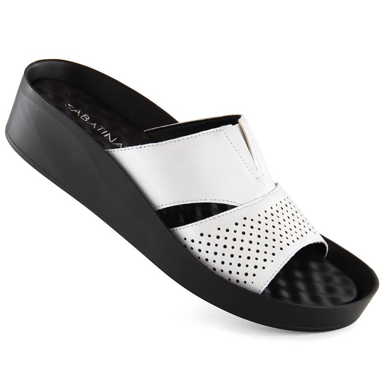 Női ezüst papucs rugalmas szalaggal, fényes ezüst, Sabatina 2318-4