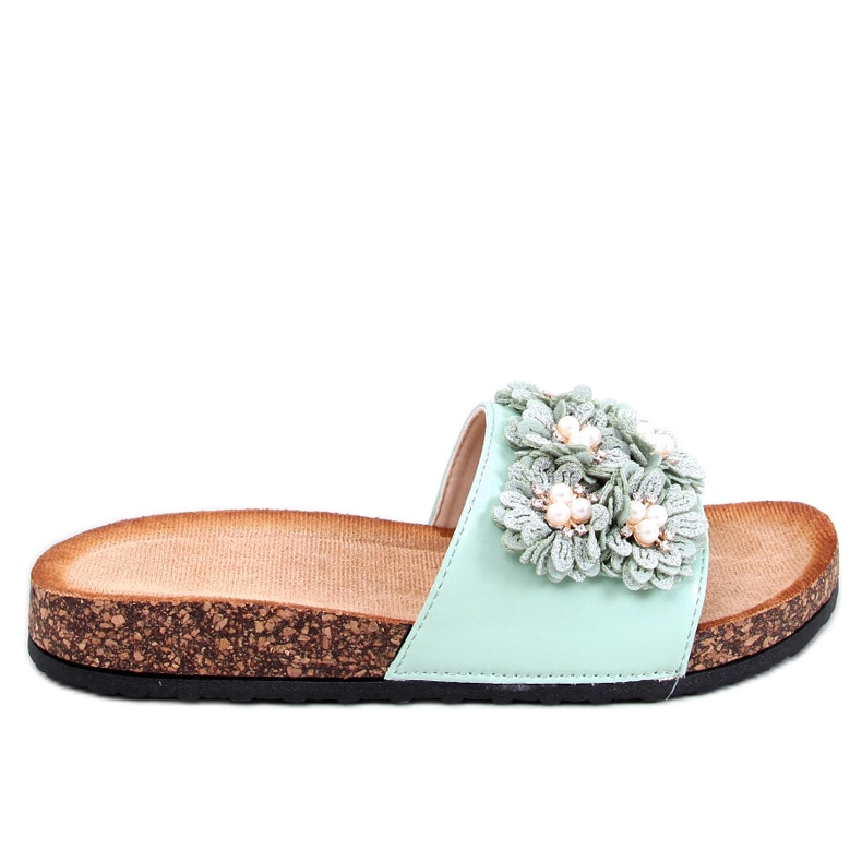 Emiles Green parafa papucs virágokkal zöld