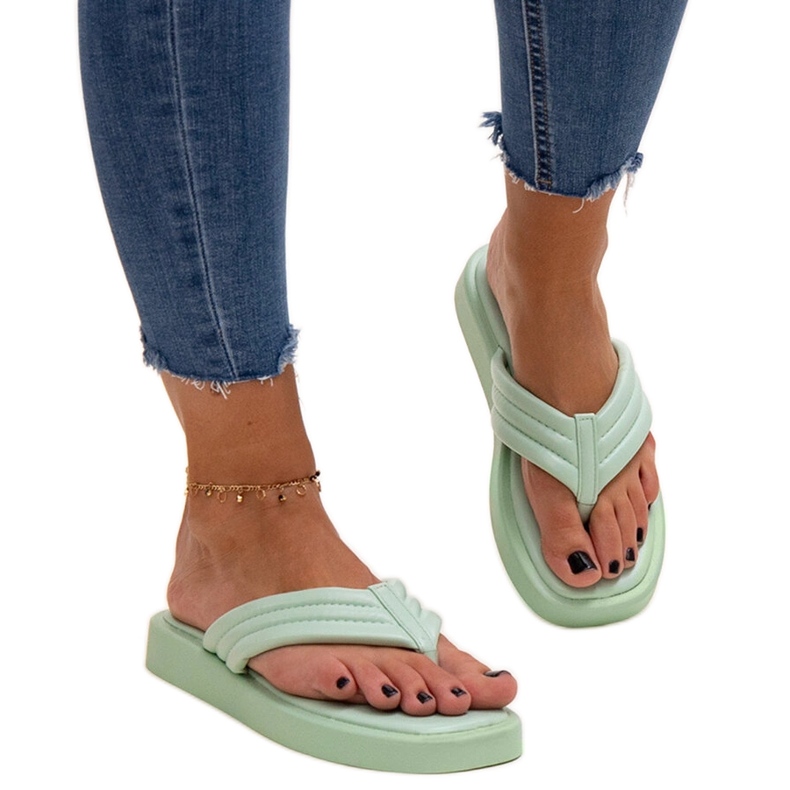 Zöld Shishal lapos papucs