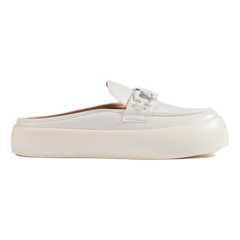 Női fehér platform papucs