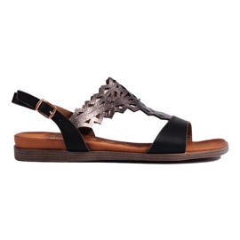 Áttört fekete női szandál Sergio Leone-tól