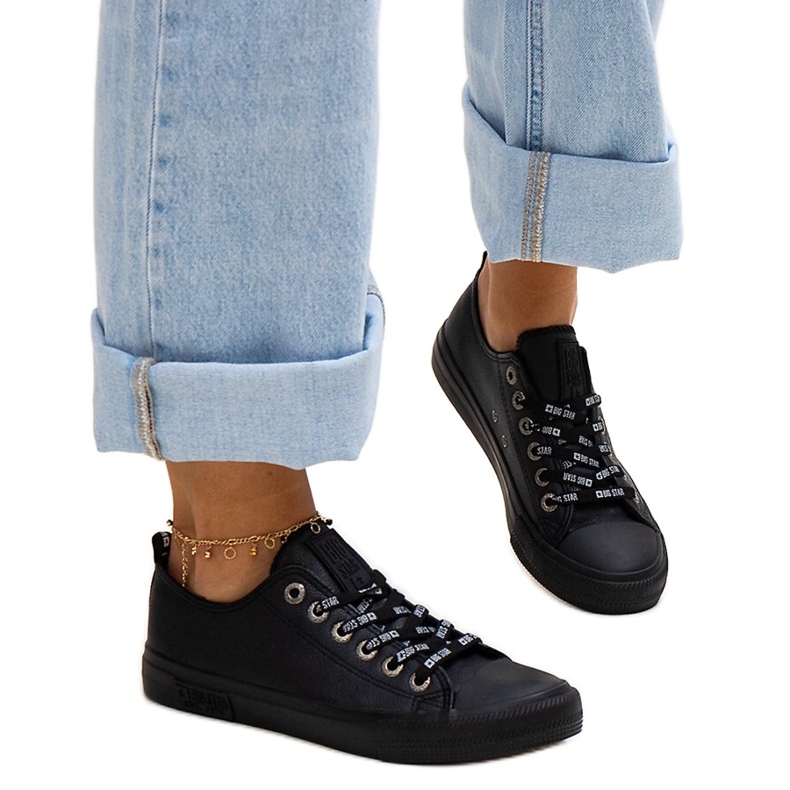 Fekete öko bőr tornacipő Big Star KK274106