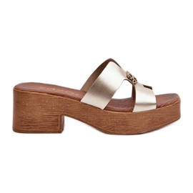 Zazoo 40412 bőr elegáns női papucs, arany díszítéssel aranysárga Zazoo 40412 bőr elegáns női papucs, arany díszítéssel aranysárga