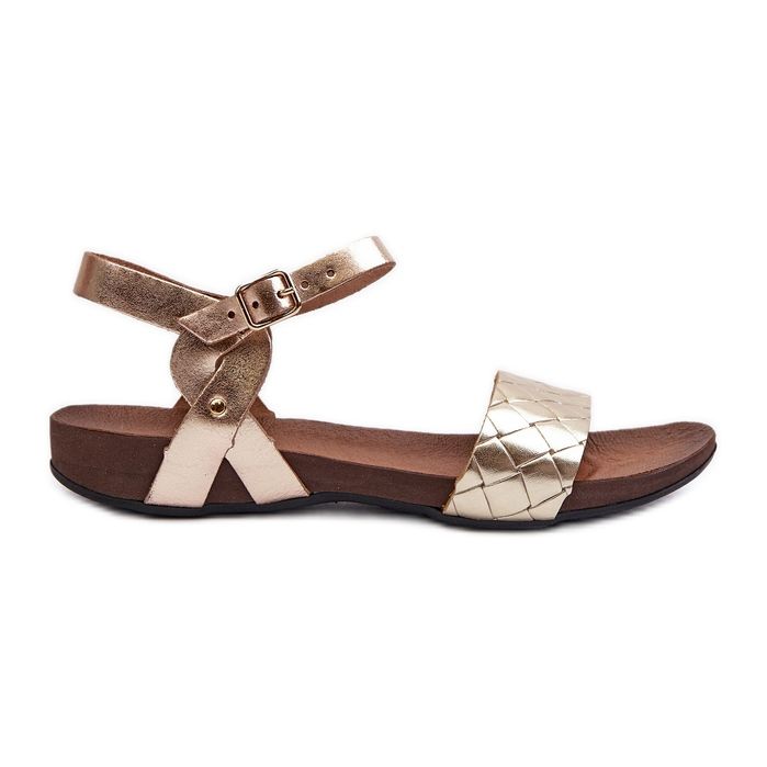 Zazoo 40027 női lapos bőr szandál, arany aranysárga