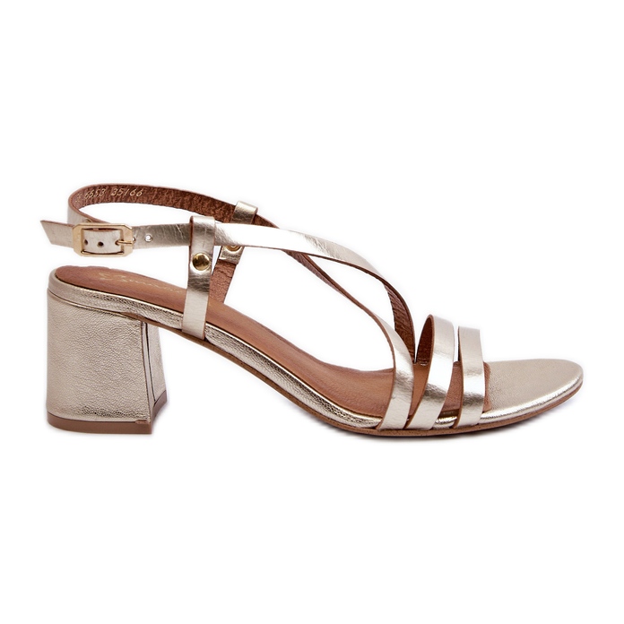 Bőr szandál alacsony sarkon Maciejka 06653-25 arany aranysárga